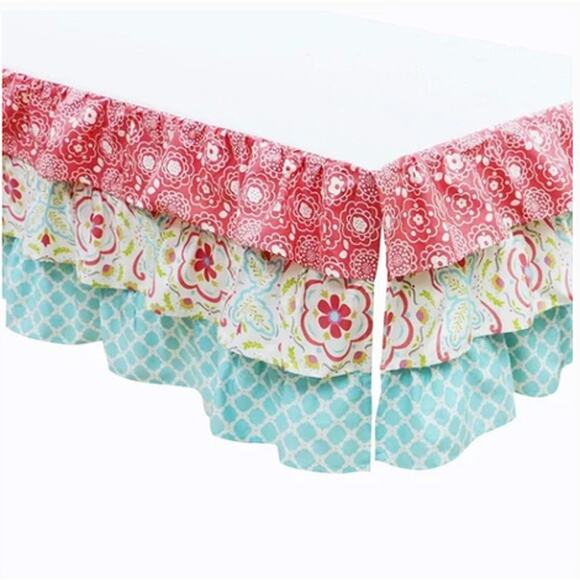 The Peanut Shell Mila Crib Bedskirt 3 Tiered Discontinued Pink Nursery - Picture 1 of 2